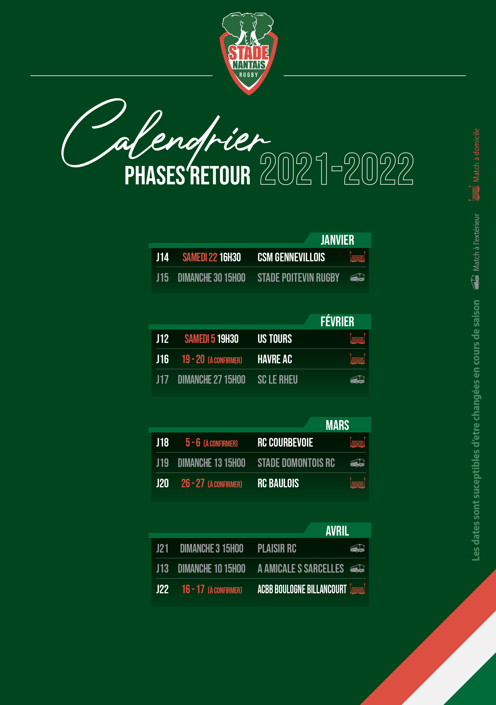 Stade Nantais | Calendrier de la phase retour